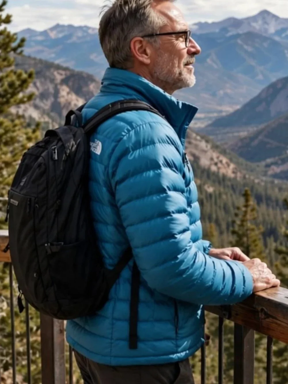The North Face Men' Minoqua Down Jacket 600 fill DWR $220 in Digital Steel Blue